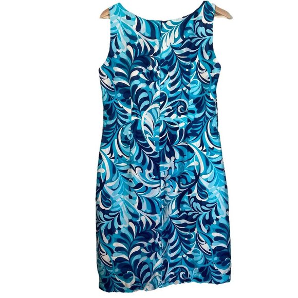 Chaus Silk Teal Navy Tiered Midi Shift Dress Size 8 Office‎ Sheath Retro Resort - Picture 5 of 8